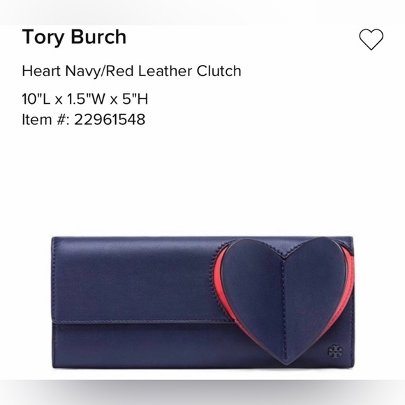 TORY BURCH navy red HEART ❤️CLUTCH NWT✨ - Picture 3 of 15
